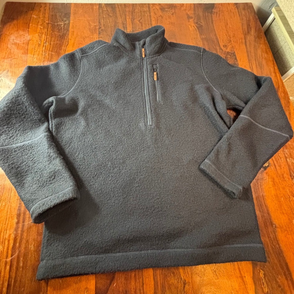 Smartwool Mens Hudson Trail Fleece Half Zip Sweater Dark Blue Wool Blend Large